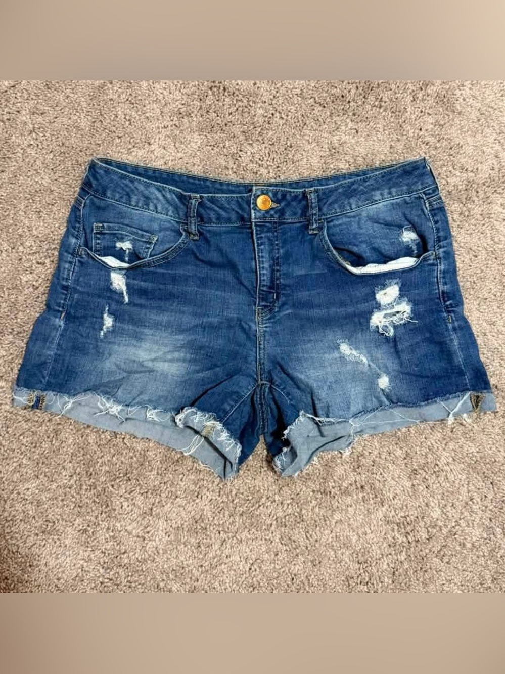 Distressed Blue Denim Junior’s Shorts